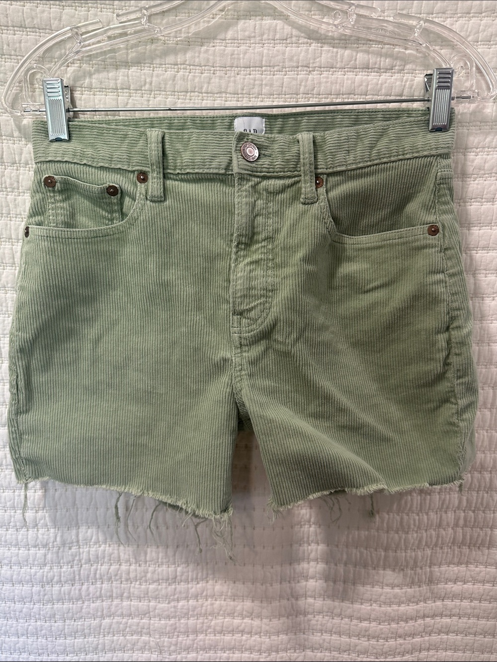 GAP Sage Green Corduroy High-Rise Jean Shorts
